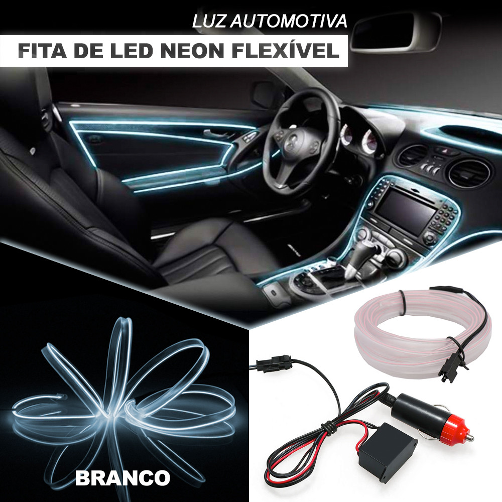 Fita Barra Led P/ Painel Branco Frio Fiesta 2012 2013 2014 2015 2016 5m Tunning Top