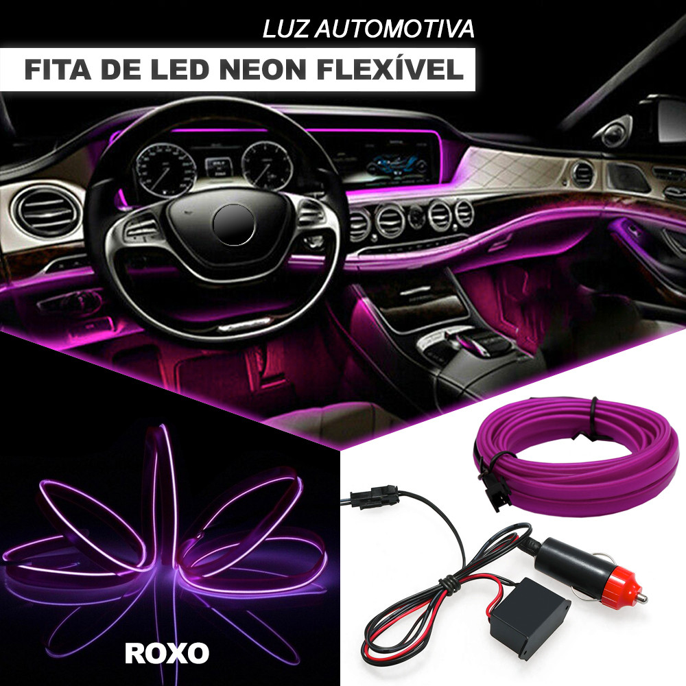 Fita Barra Led P/ Painel Roxo Fiesta 2012 2013 2014 2015 2016 5m Tunning Top