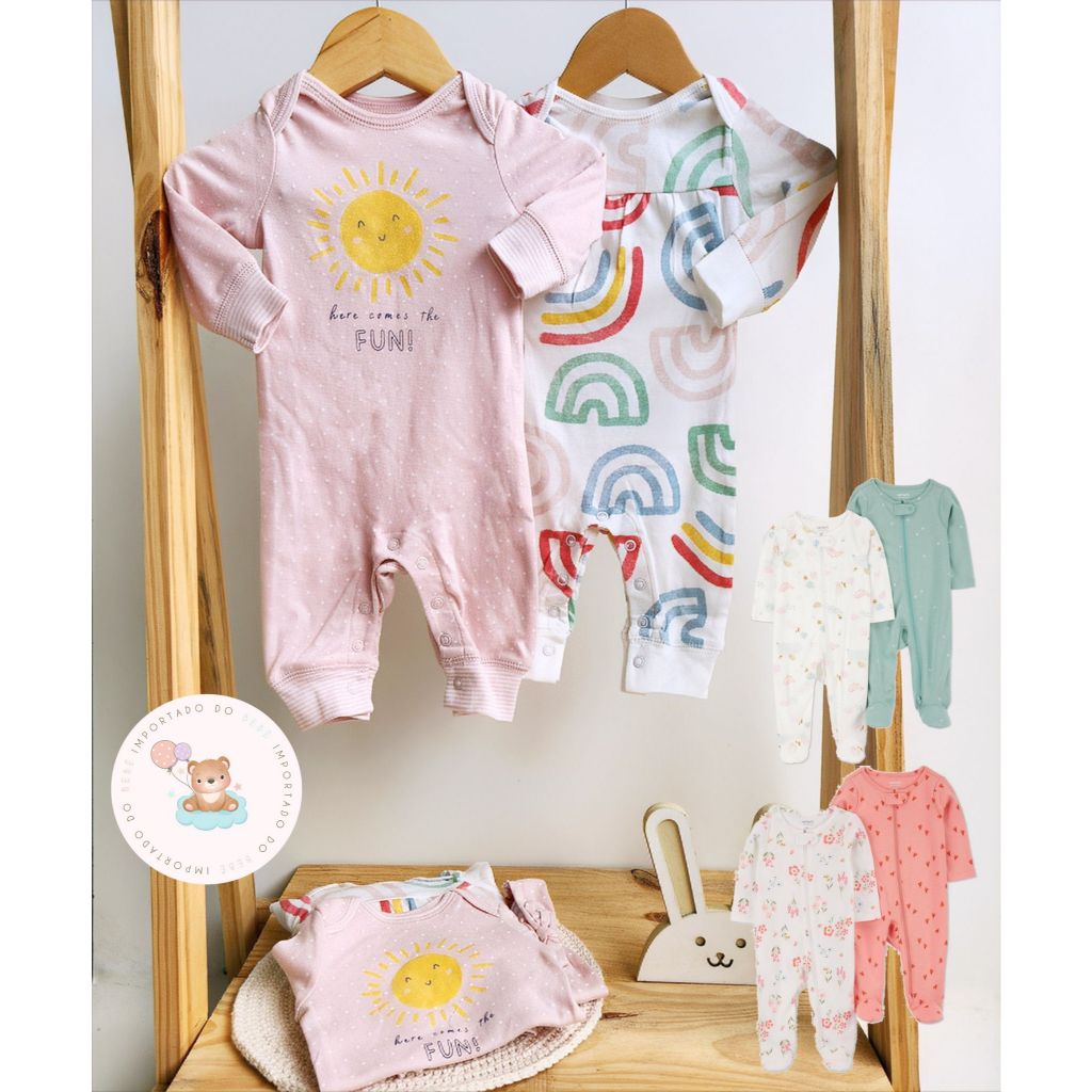 Macacão Child of Mine e Carter's 2 Peças – 100% Algodão Importado Original
