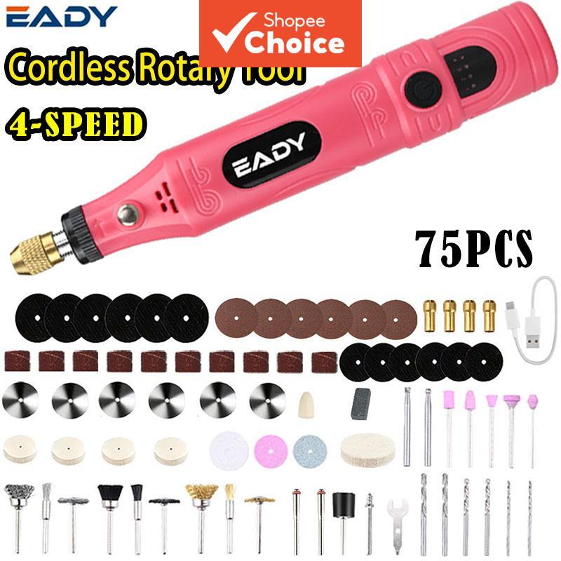 Kit De Ferramentas Rotativas De Uma Peça , Moedor Sem Fio Recarregável USB De 4 Velocidades 5000-16000 RPM Para Gravação