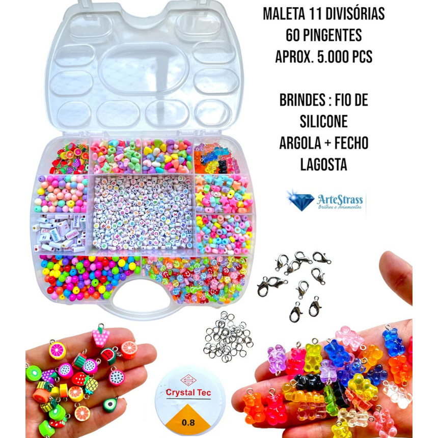 Kit de Miçangas Maleta Organizadora 5000 PEÇAS / ACOMPANHA BRlNDE