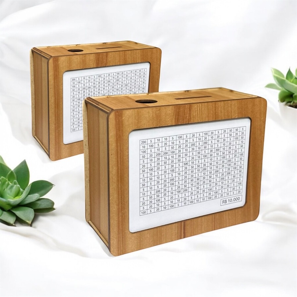 Kit 2 Cofres Woodbox MDF Marrom Desafio Japones 1000 2500 5000 10.000