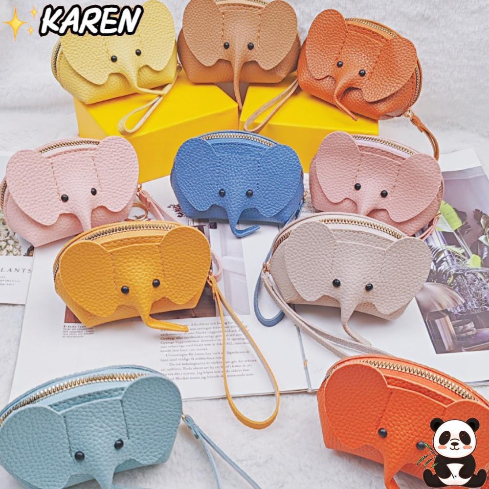 Bolsa De Elefante KAREN , Moedas Vintage PU , Com Armazenamento De Troca Solta , Cor Sólida , Ferrolho , Zíper Para Cart