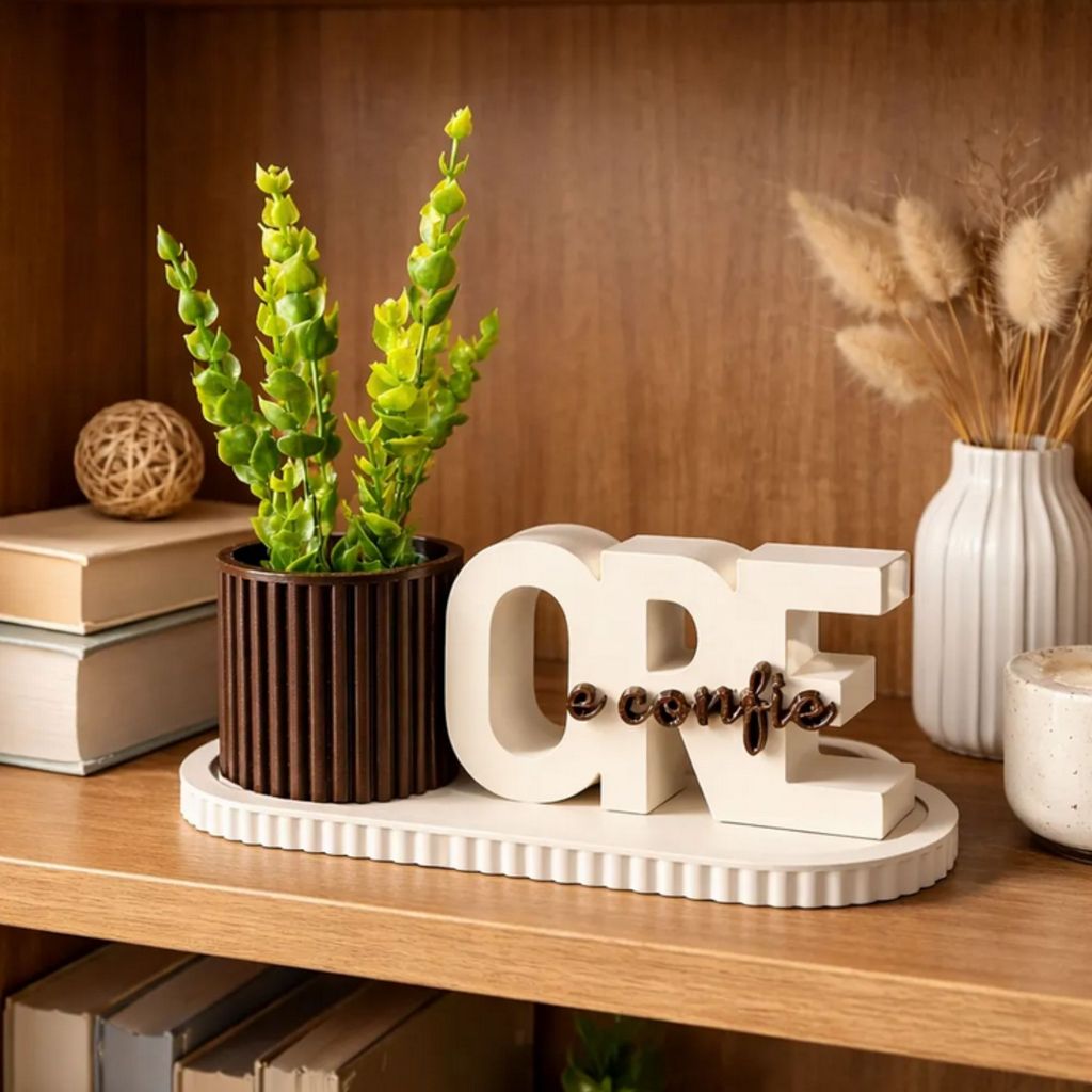 Kit Decorativo Ore e Confie Completo Bandeja Vaso Planta Decoração Sala Quarto Luxo Moderno  Present
