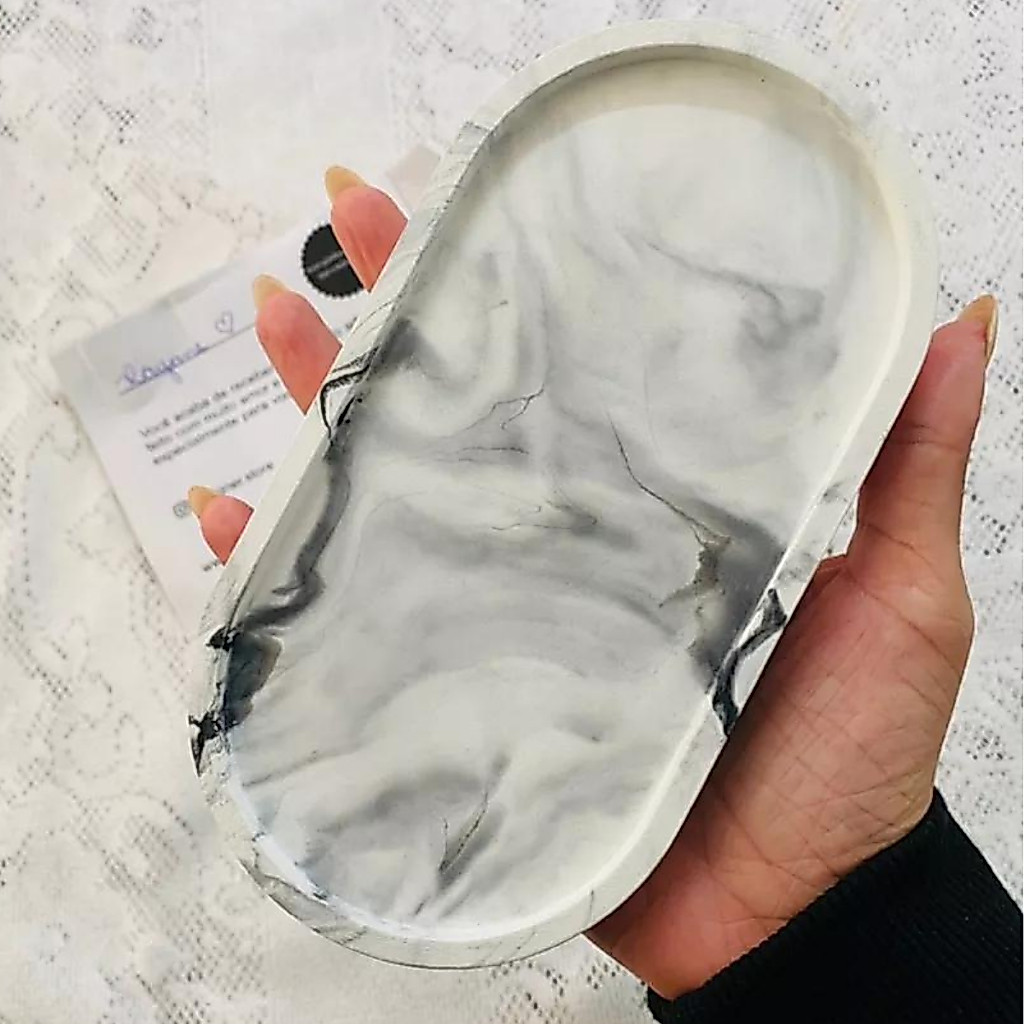 Bandeja Decorativa Oval 17cm - Prato - Porta Joias - Decoração Luxo Clássica