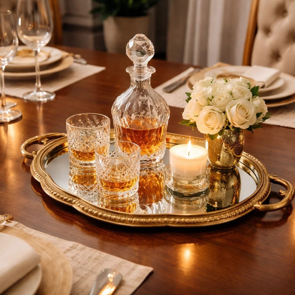 Bandeja Espelhada Para Casamento Enfeites de Mesa Luxo Feito No Brasil