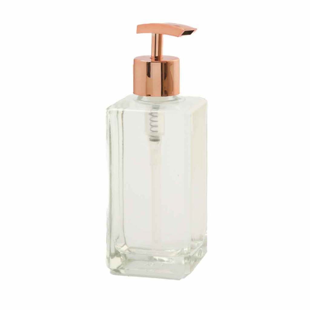 Porta Sabonete Liquido ou Álcool em Gel 250ml em Vidro Com Válvula Pump Luxo Cromada