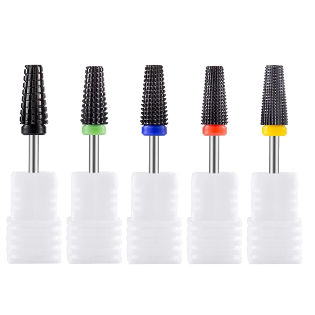 Broca de Tungstenio conica Premium profissional para Lixa eletrica Bivolt Acabamento unhas de gel Fibra de vidro Nail