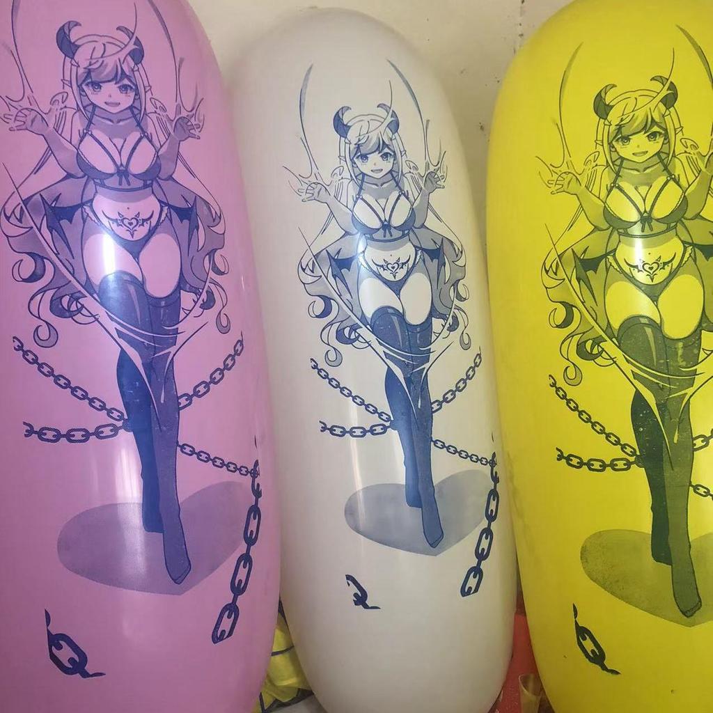 GL1200 Látex Balão Longo Impressão Anime Padrão Bidimensional