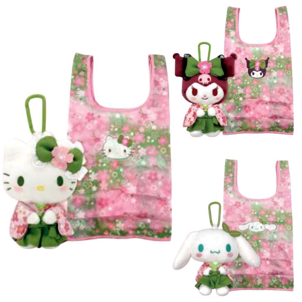 Sanrio Eco Bag Foldable Plush Shopping Bag Hello Kitty Cinnamoroll Kuromi Direct from Japan