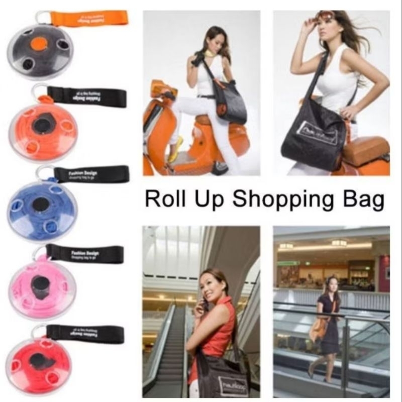 Nova Bolsa de Compras Mágica de Enrolar Sacola Reutilizável Shopping Bag To Roll Up