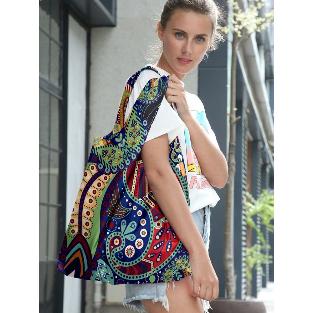 Bohemian J55 Retro Dobrável Eco-Friendly Shopping Bag Shopping Bag Sacola Bolsa de Ombro Bolsa de Armazenamento de Viage