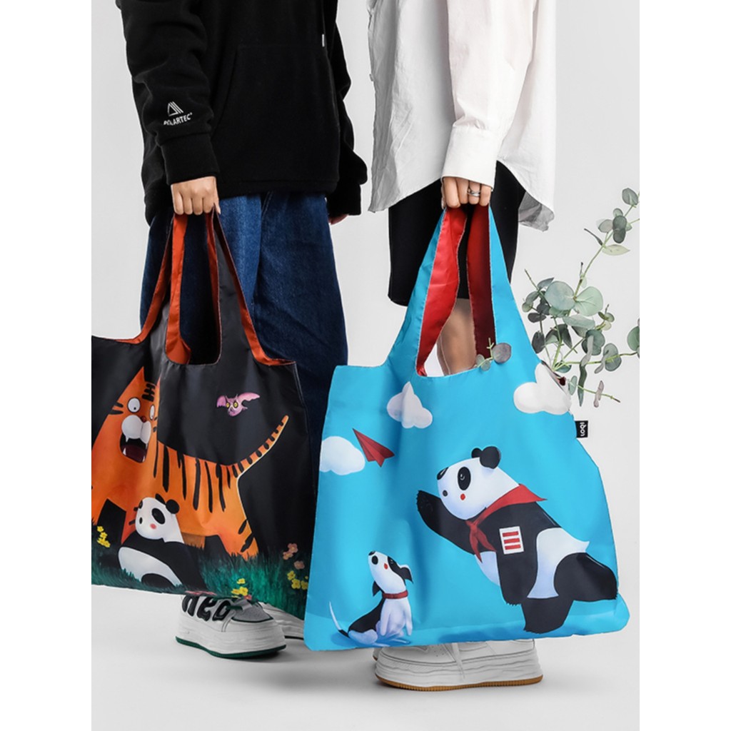 LOQI & Artisttic Co-Branded Shopping Bag Art Cultural Criativo Bolsa de Proteção Ambiental Designer Ilustração Bolsa de