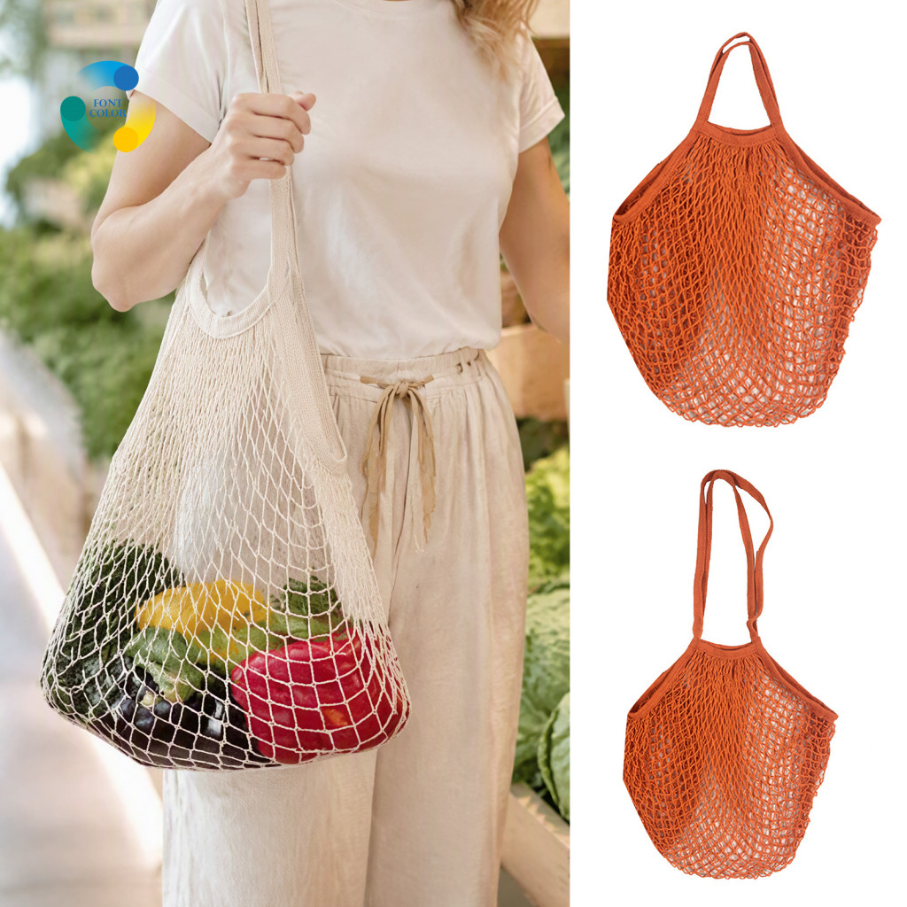 Reusable Cotton Mesh Shopping Bags Washable Produce Storage Grocery Bag – Eco-friendly Foldable String Tote for Fruits