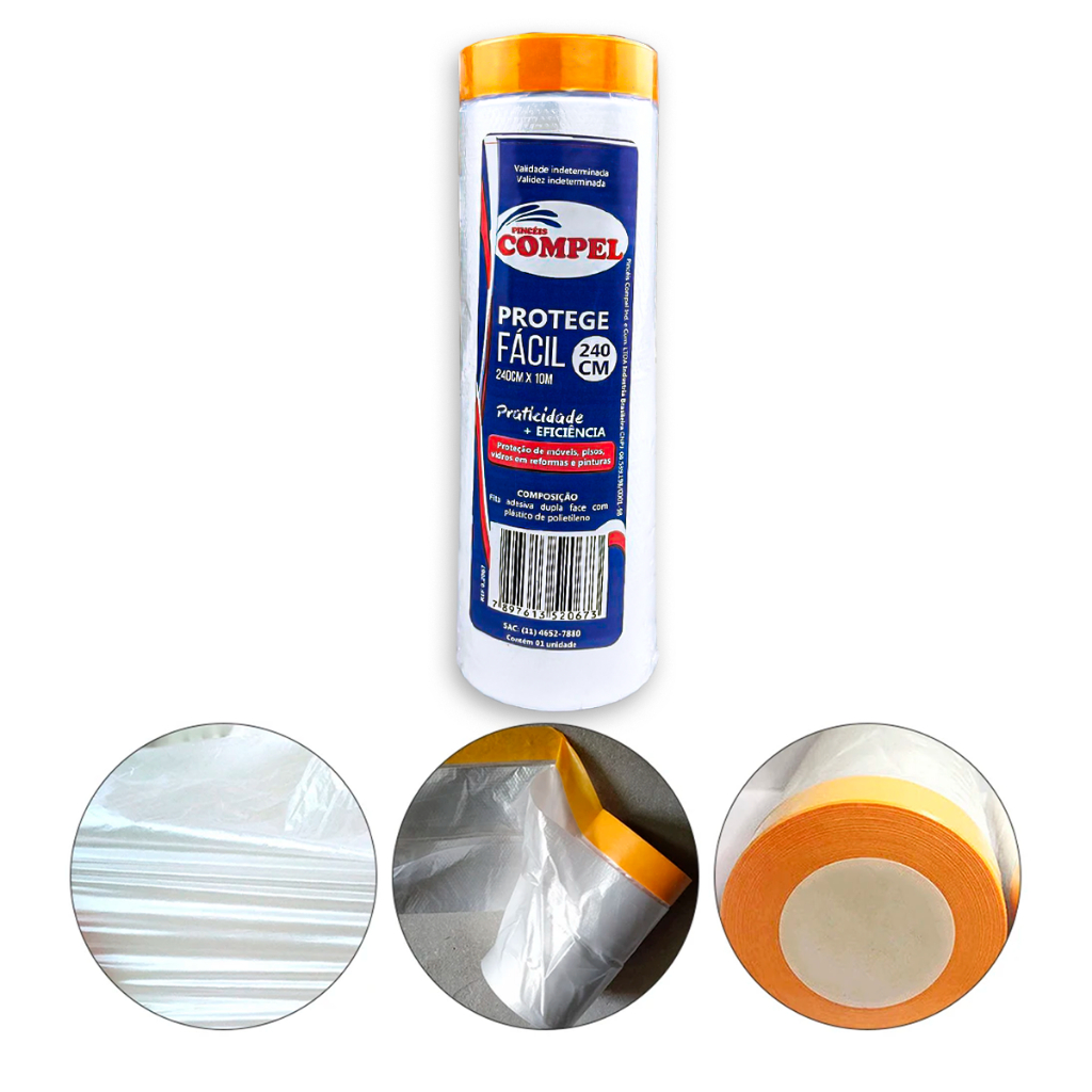 Protege Fácil Compel 55/150/240CM Filme Eletrostático Com Fita Crepe Mascaramento Contra Respingo