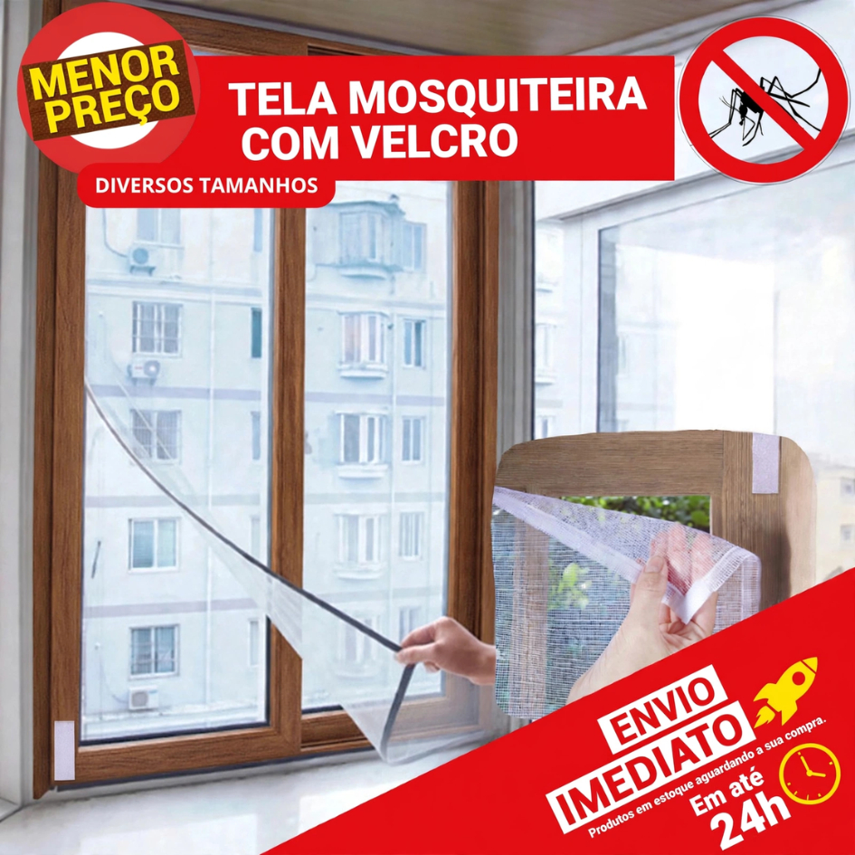 Tela De Proteção Mosquiteira Branca Com Velcro Protege Contra Pernilongo Mosca Mosquito Dengue Vários Tamanhos