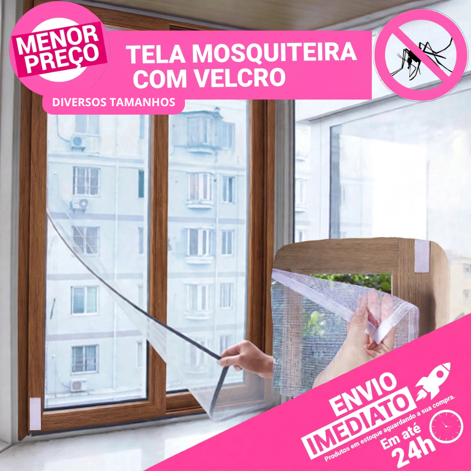 Tela De Proteção Mosquiteira Branca Com Velcro Protege Contra Pernilongo Mosca Mosquito Dengue Diversos Tamanhos