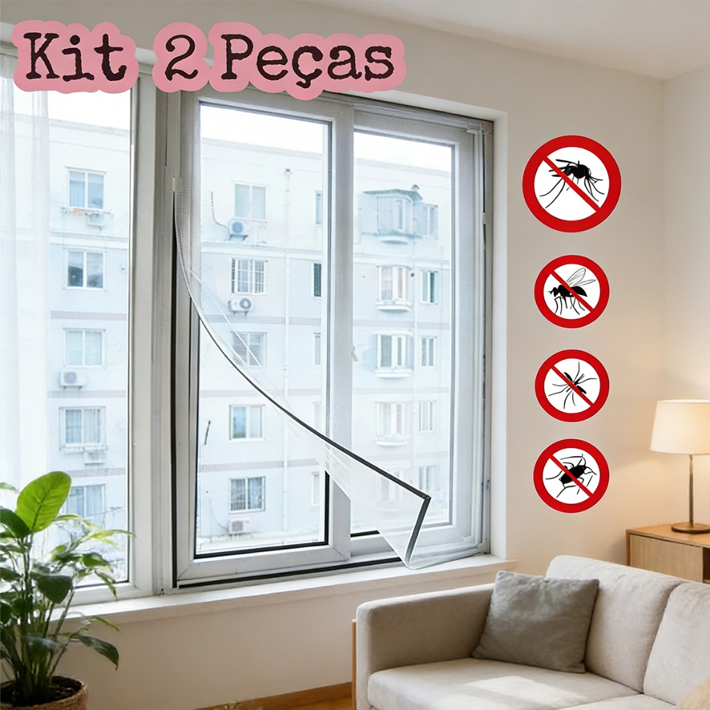Tela Mosquiteira Autocolante para Janelas, Instalação Simples Sem Furação, Protege Contra Mosquitos e Insetos, Tela Tran
