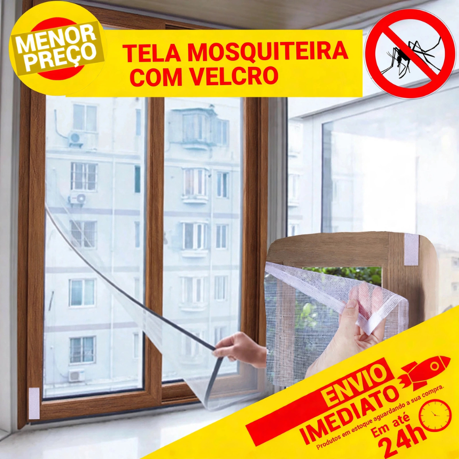 Tela De Proteção Mosquiteira Branca Com Velcro Protege Contra Pernilongo Mosca Mosquito Dengue Diversos Tamanhos