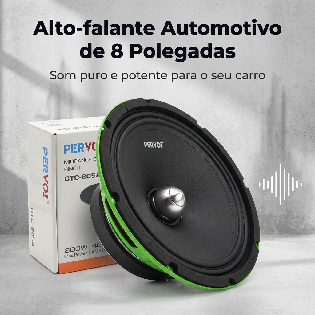 Alto-Falante Automotivo Pervoi CTC-805A 8 Polegadas 12V – Som Potente para Carro