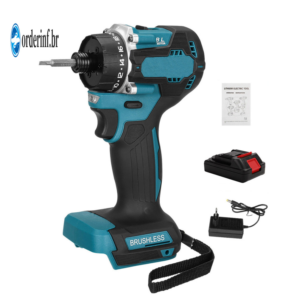 Cordless Power Drill Rechargeable Handheld Brushless Electric Screwdriver 1/4 Inch 280nm High Torque with 1 Battery 201