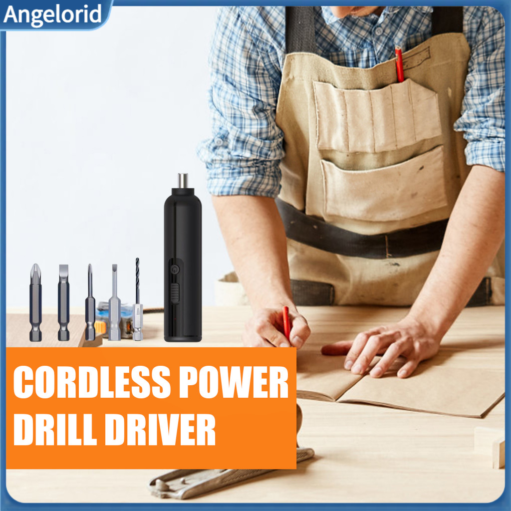 Cordless Power Drill Driver Heavy Duty Electric Screwdriver with 5 Bits Rechargeable Lithium Battery Portable Tool for H