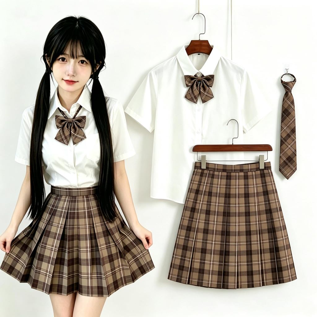 ENDIANDUO Conjunto de Fantasia Escolar Saia Plissada Cosplay com Gravata para Meninas 【Direct from Japan】