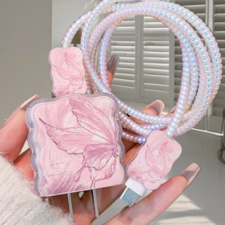 Capa Carregador Para iPhone De 20 W , Estilo Minimalista , Bordas Onduladas , Arco Rosa , Resistente A Choques E Quedas
