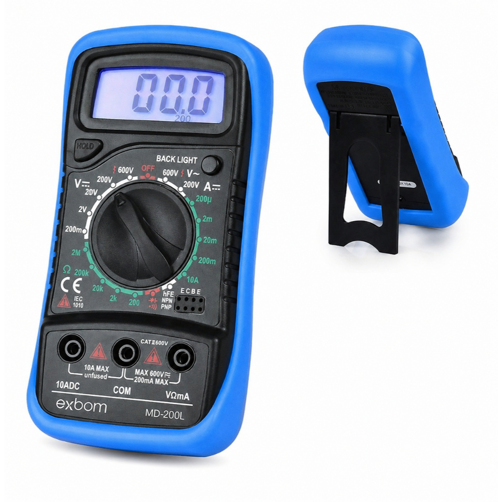 Multimetro Digital Profissional Com Bip Teste Aviso Sonoro Iluminação Visor - Original Exbom