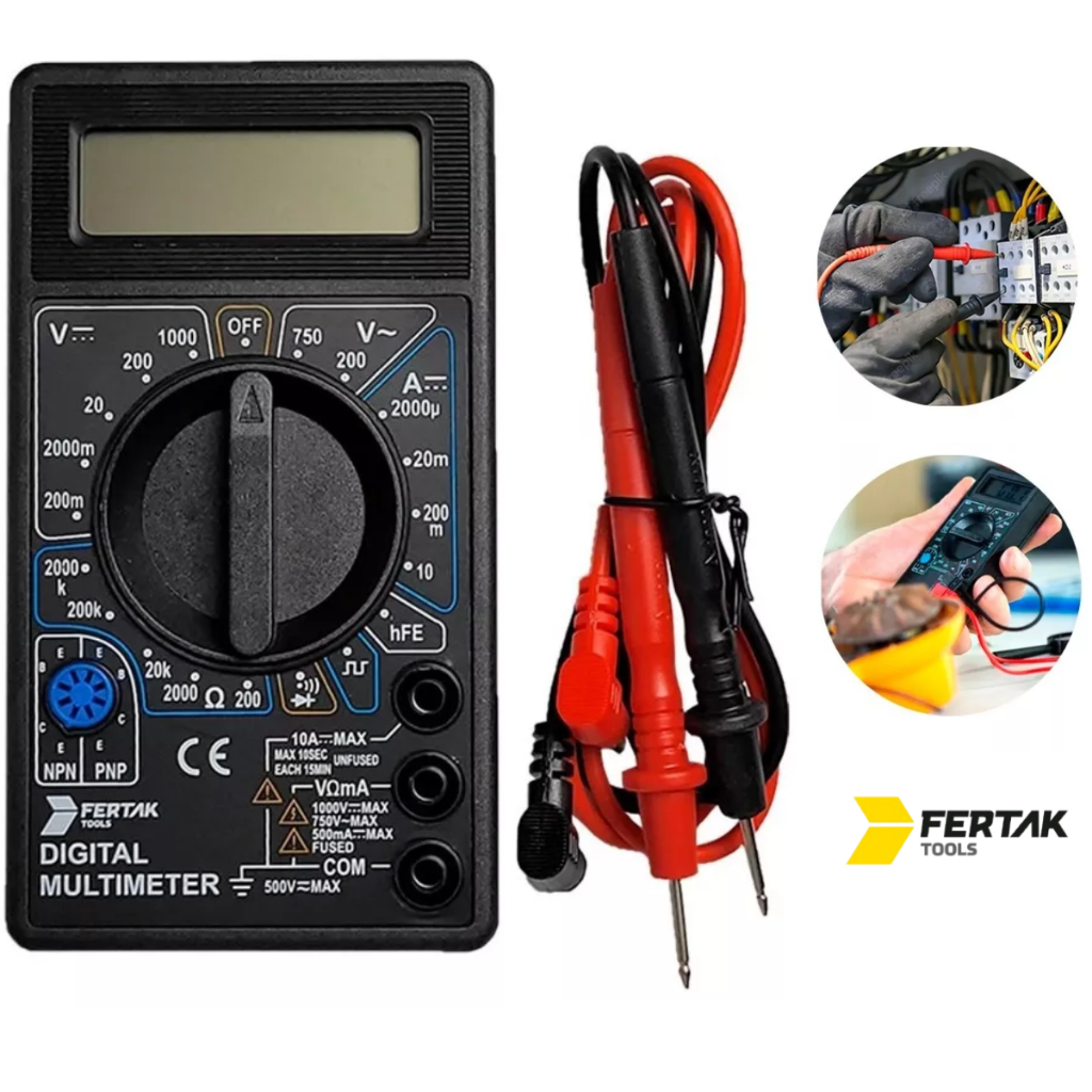Multímetro Medidor Digital Portátil DT830D Com Bip Aviso Sonoro Fertak