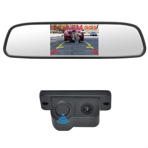 Sensor de Estacionamento com Câmera De Ré e Tela LCD: Sensor Estacionamento Bip de aproximação e Tela Retrovisor LCD com Imagem Distância e Aviso Sonoro