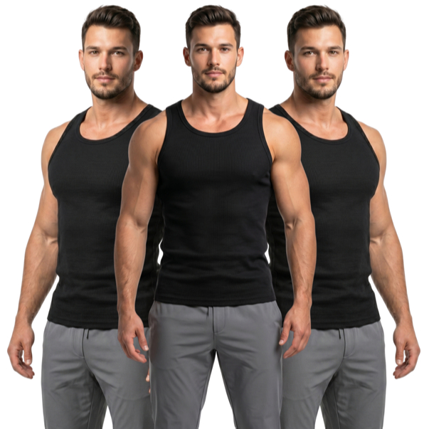 Kit 3 Regatas Masculinas Academia Fitness Treino Musculação Canelada Premium