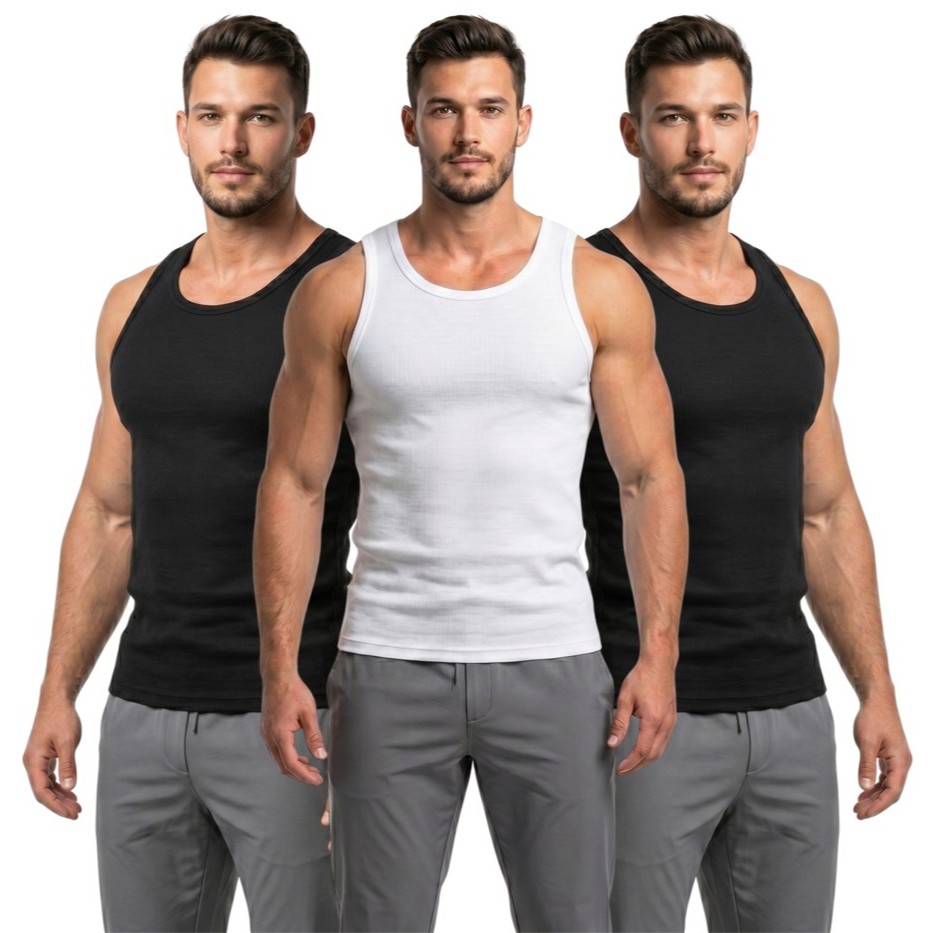 Kit 3 Regata Masculina Slim Fit Canelada Ribana Premium Lisa Camiseta Americana Hip Hop Regata Masculina Canelada