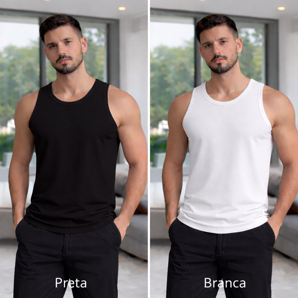 Kit 2 Camisetas Regata Masculina Canelada Premium Conforto Diário