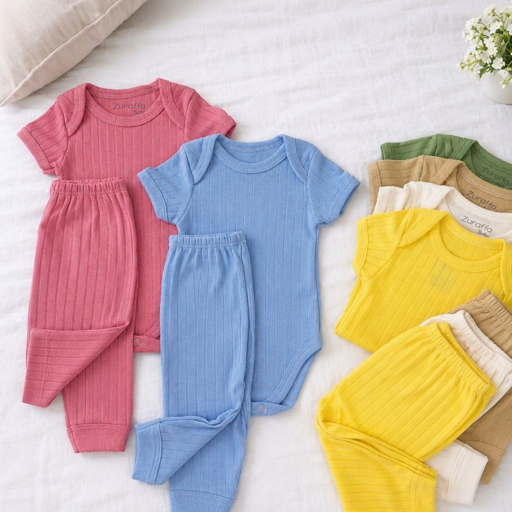 Kit 6 Peças Canelado Premium Roupas de Bebê Conjunto Menino Menina 3 Body e 3 Mijão