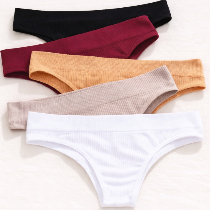 Kit 3 5 7 Calcinhas Caneladas Femininas Conforto Sem Costura Poliamida Tanga Básica Premium