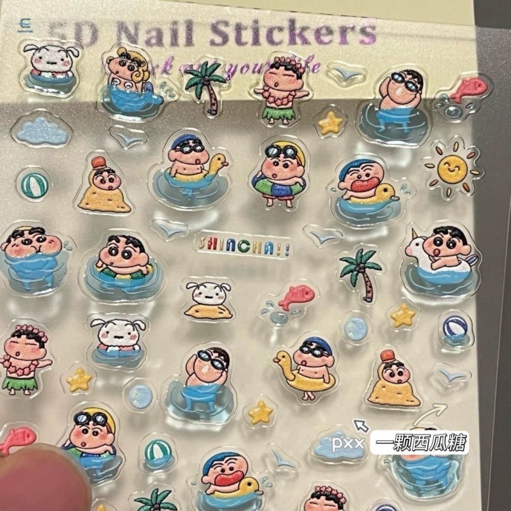 Adesivos Fofos À Prova D'água Shin-chan DIY-Decalques De Gelatina 3D Para Unhas De iPad De Telefone