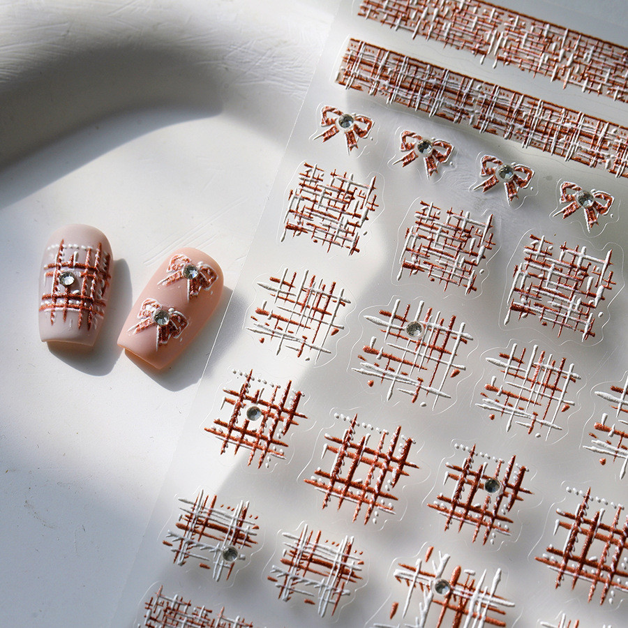Treliça de lã tridimensional em relevo Manicure adesivos unhas decorativas computador iPad manual pequeno padrão Materia