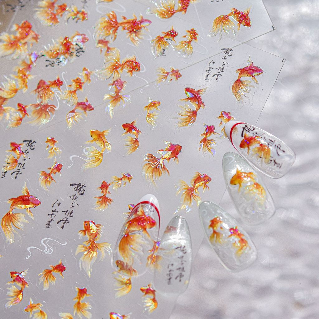 Lucky Koi concha luz Manicure adesivo tomani estilo chinês decoração prego computador caso de telefone ipad adesivo