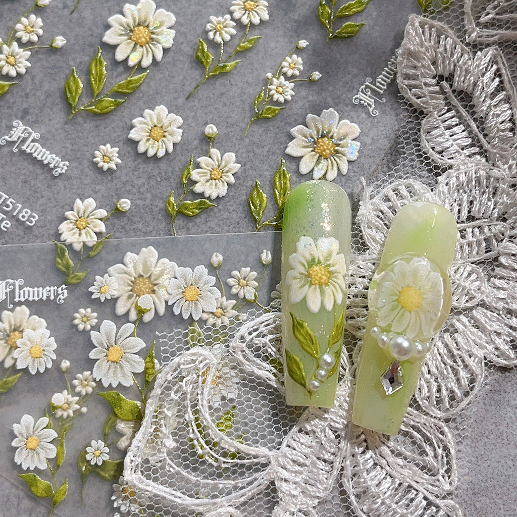 Flores simples concha fresca luz margarida Manicure adesivos decorativos prego caso do telefone ipad computador adesivos