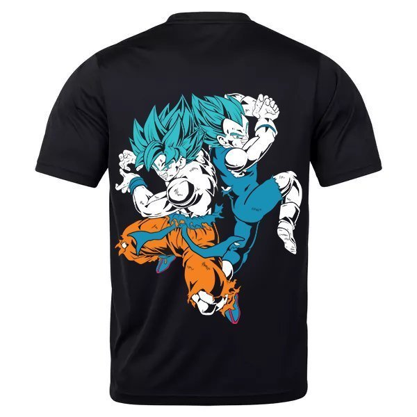 Camiseta Unisex Camisa Anime Dragonball Personagens Son Goku e Vegeta Super Saiyajin Blue