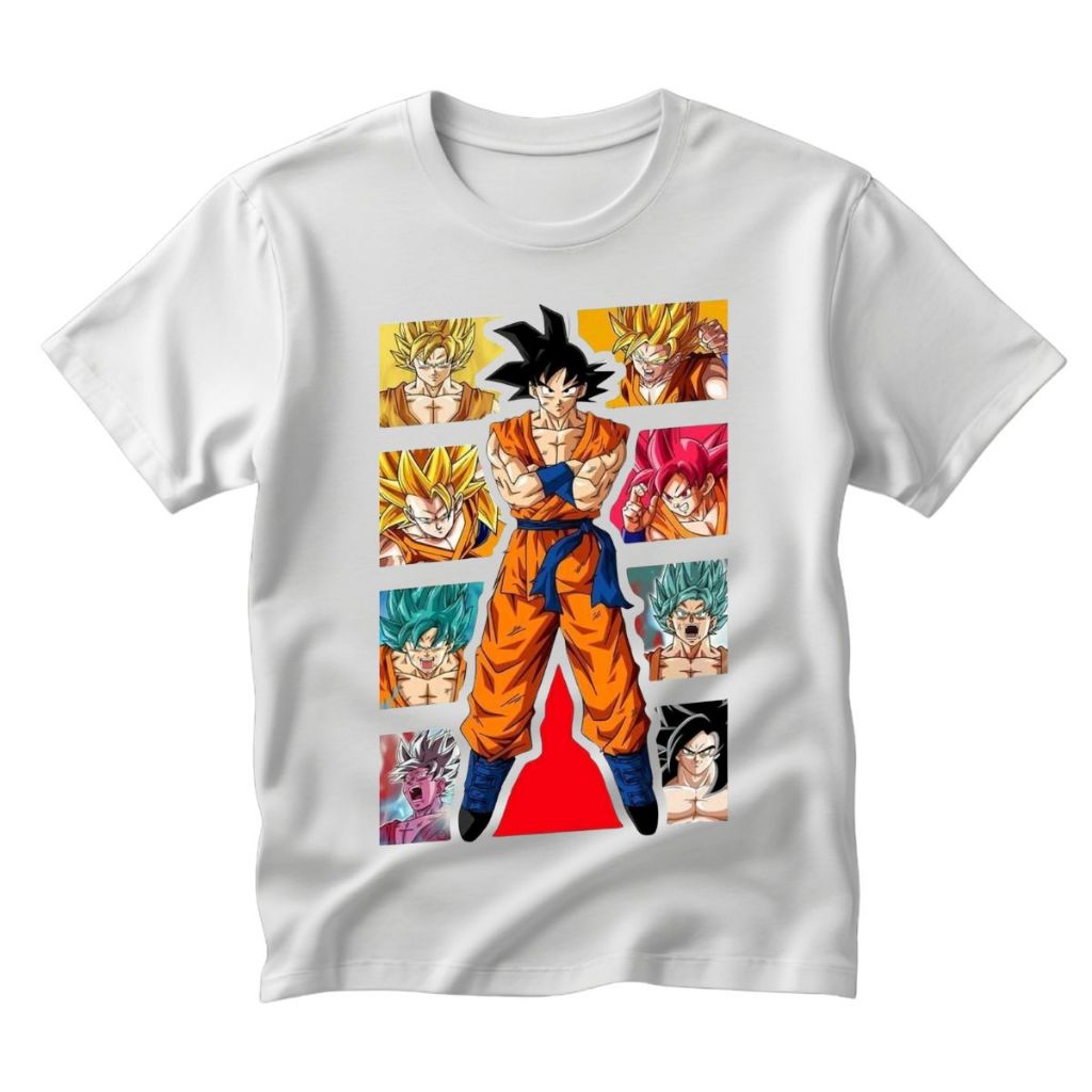 Camisa Camiseta Anime Dragon Ball Z Super Saiyan Son Goku Blusa 100% Algodão Premium Infantil Unissex
