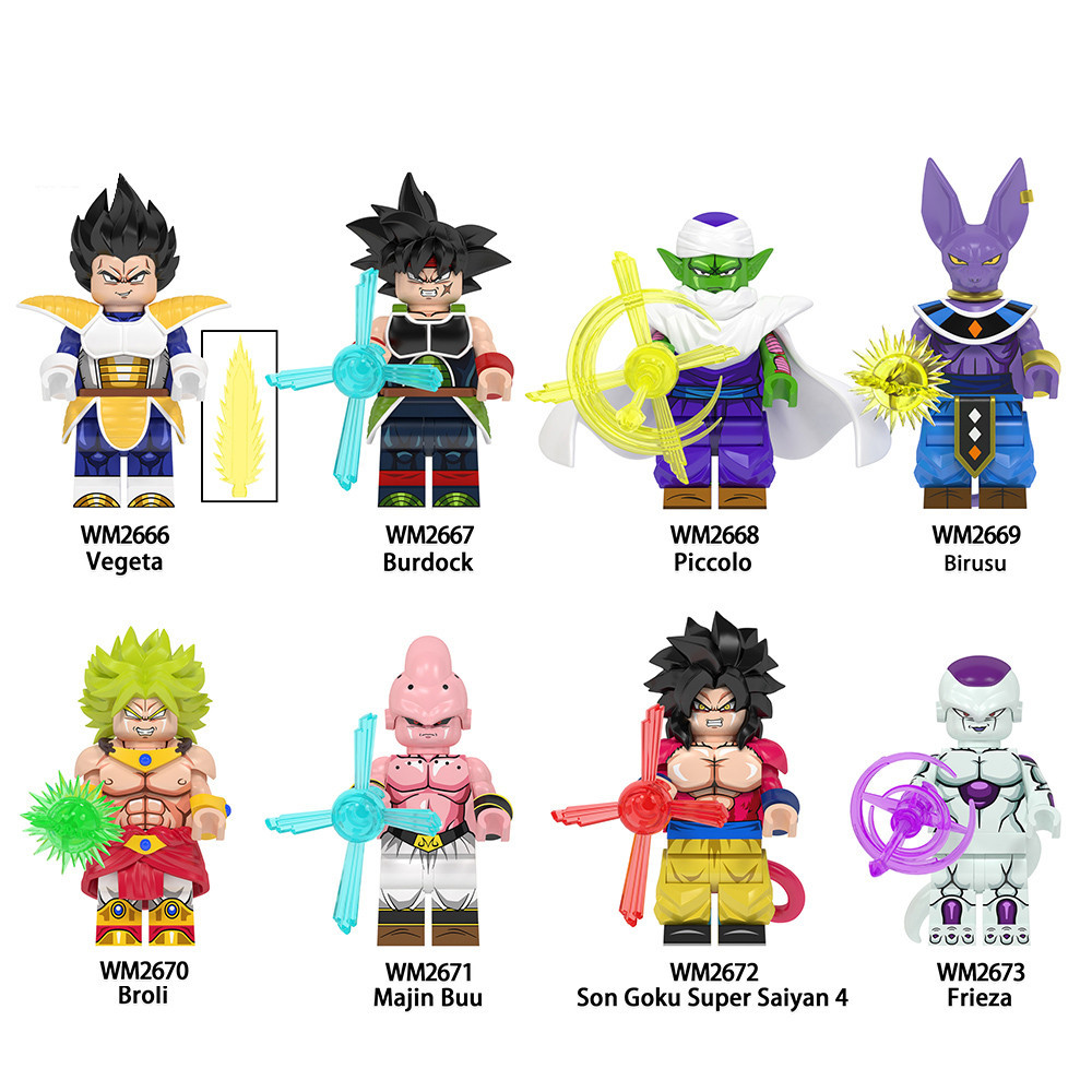 WM6177 Anime Vegeta Burdock Piccolo Birse Broli Majin Buu Son Goku Super Saiyan 4 Frieza Mini Blocos De Construção De Pl