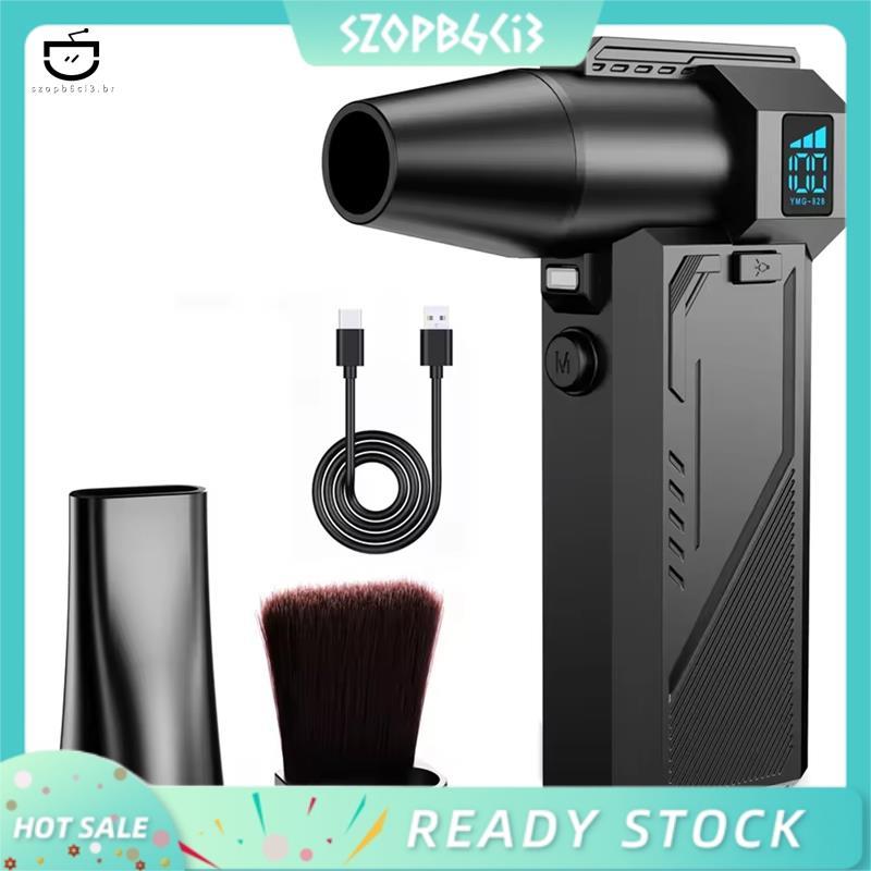 [szopb6ci3 . br] 130000 RPM Turbo Ventilador Portátil De Alta Velocidade De Ar Poderoso Com Escova Bateria De 6000mAh Ti