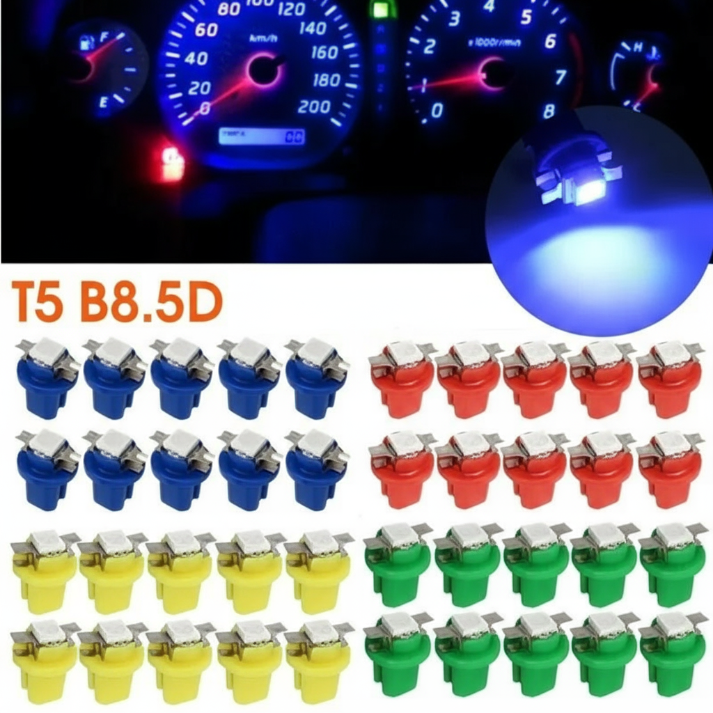 10pcs Lâmpadas LED T5 B8.5D 5050 SMD para Painel 12V Tacômetro Display