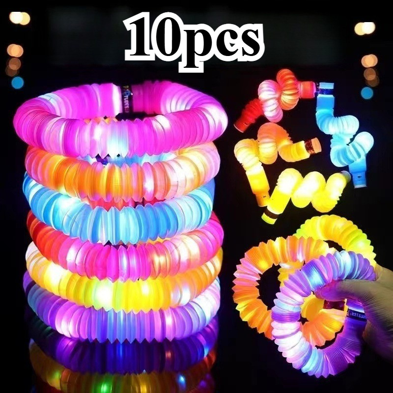 10pcs Crianças LED Emissor De Luz Tubo De Água Telescópico Deformável Brinquedo Redutor De Pressão