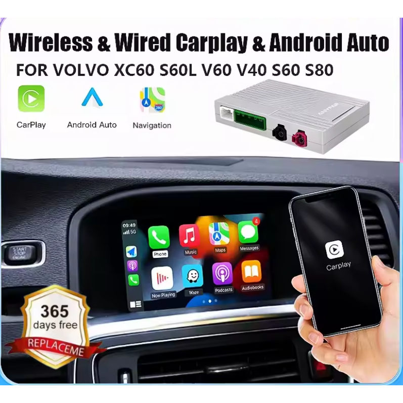 Módulo AI Box Wireless CarPlay Android Auto Volvo XC60 XC70 S60 S80 V60 V70 V40