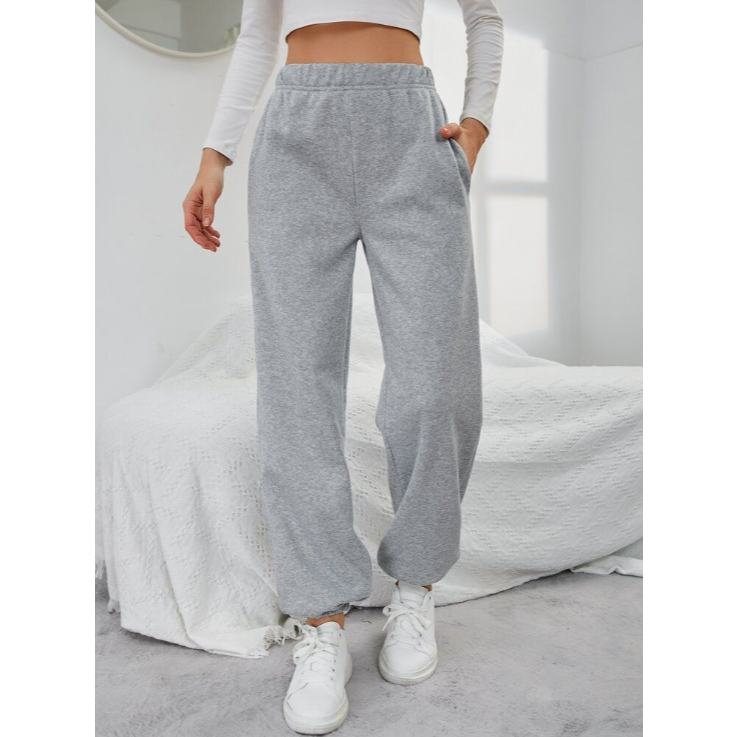 Calça Moletom Feminina Jogger Peluciada Cintura Alta Ajuste Na Cintura Envio Rápido