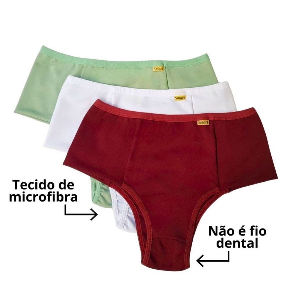 Kit Calcinhas Pala Dupla Conforto Cintura Alta Sustentação Ajuste Perfeito Segura Barriga Zero Culote