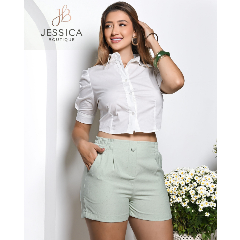 Short Feminino Linho Cintura Alta com Ajuste Confortável